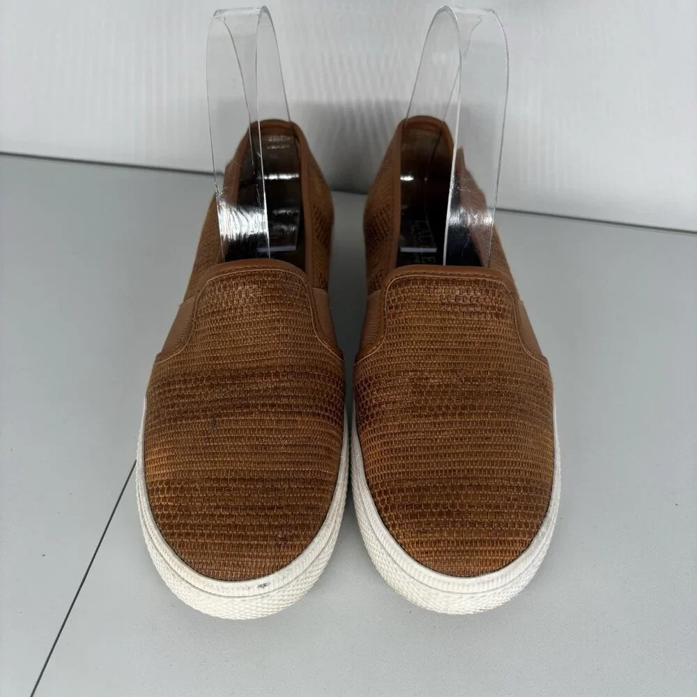 Lauren Ralph Lauren Women 6.5 Brown Woven Textured Casual Jinny Slip-On Sneakers